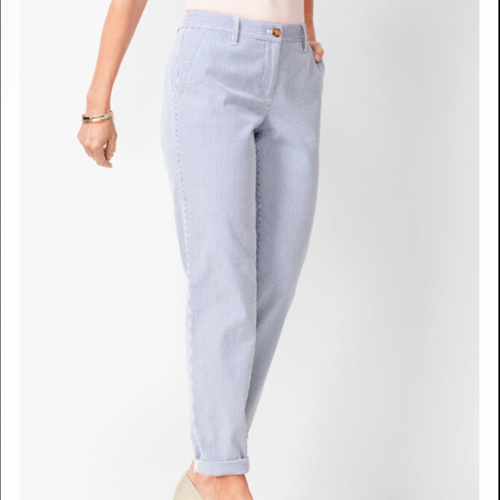 EUC 🌿Talbots Girlfriend Navy Striped Chinos